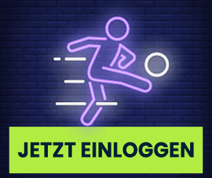 neon fussballspieler mit login button